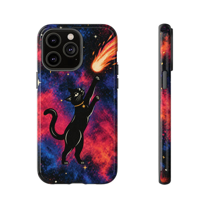 Whimsical Multicolour Celestial Black Cat Phone Case