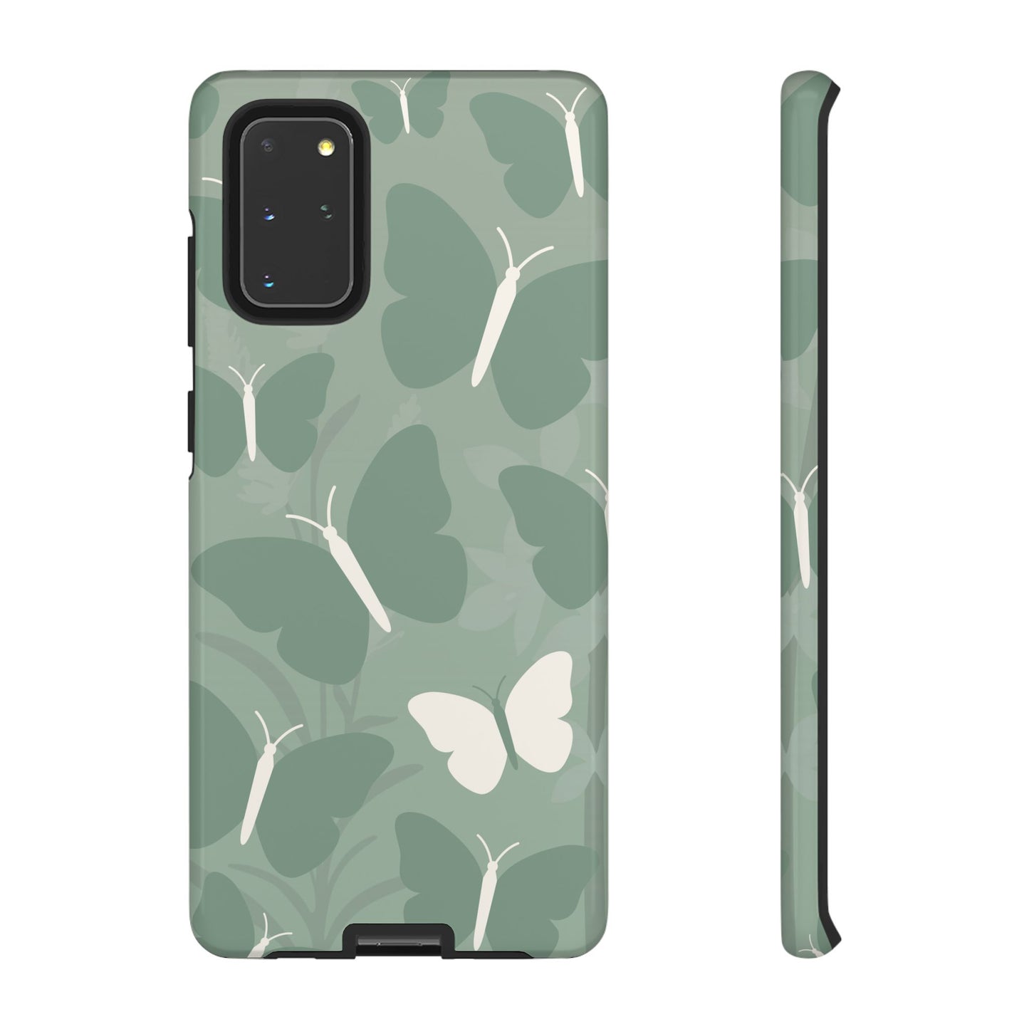 Samsung Galaxy S20+ / Glossy Phone Case - Minimalist Mint Green Butterfly Pattern Phone Case