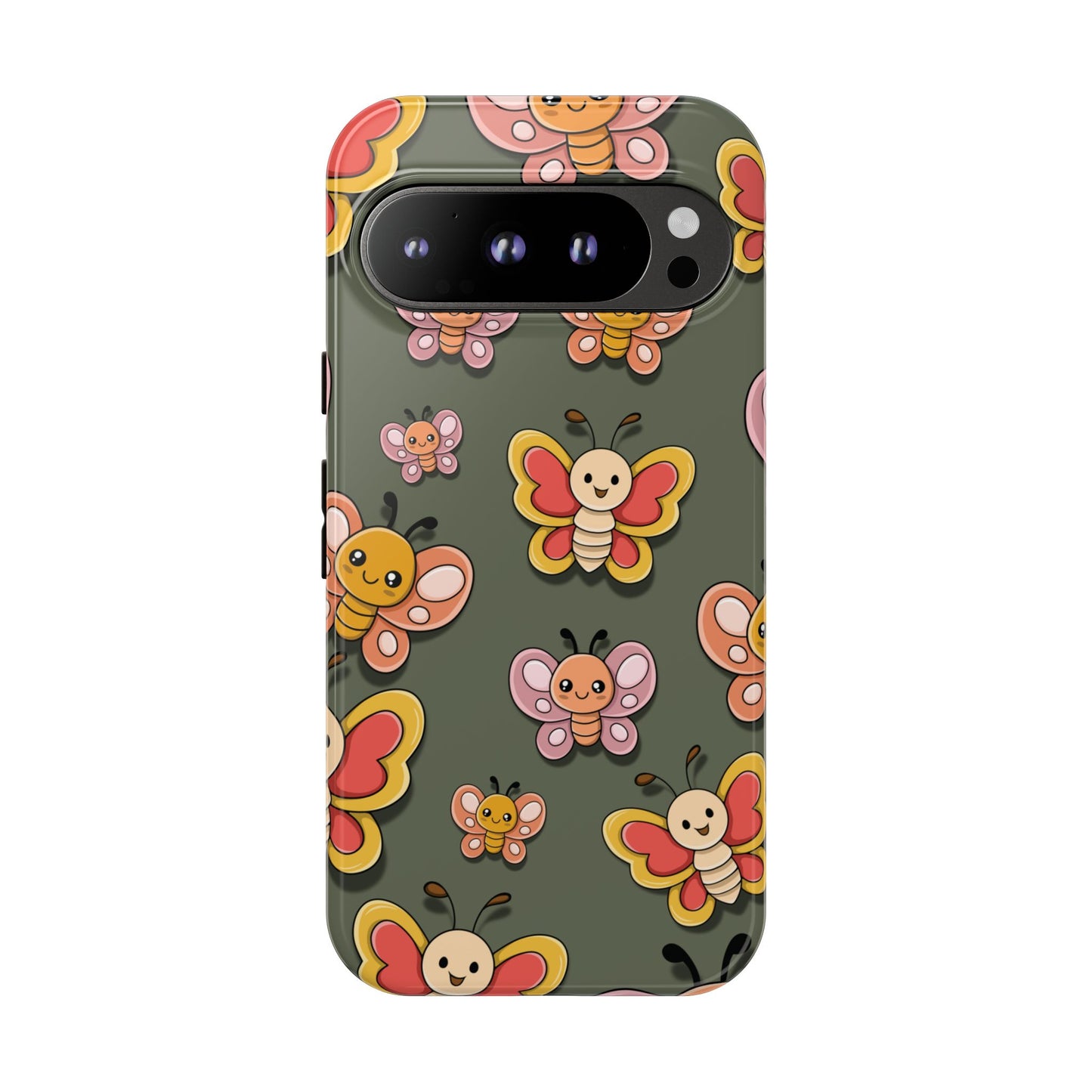 Google Pixel 9 Pro / Glossy Phone Case - Green Butterfly Sticker Design Phone Case