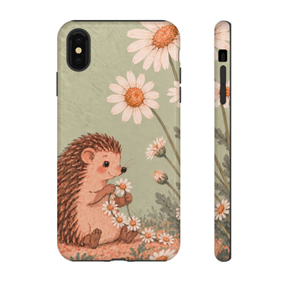 Whimsical Sage Green Hedgehog and Daisy Chain Phone Case - Green Phone Case - iPhone XS MAX / Glossy