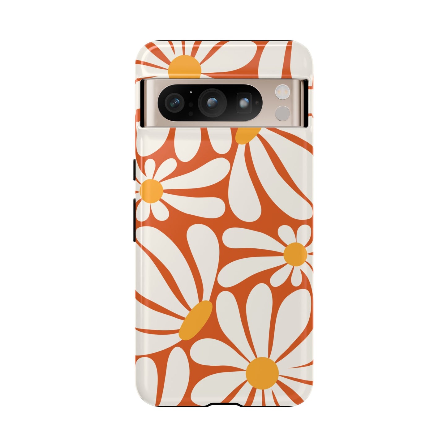 Retro Orange Daisy Pattern Phone Case - Orange Phone Case - Google Pixel 8 Pro / Glossy