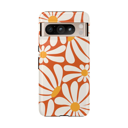 Retro Orange Daisy Pattern Phone Case - Orange Phone Case - Google Pixel 8 Pro / Glossy