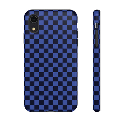 iPhone XR / Glossy Phone Case - ’Bold Blue Checkered Pattern’ Phone Case