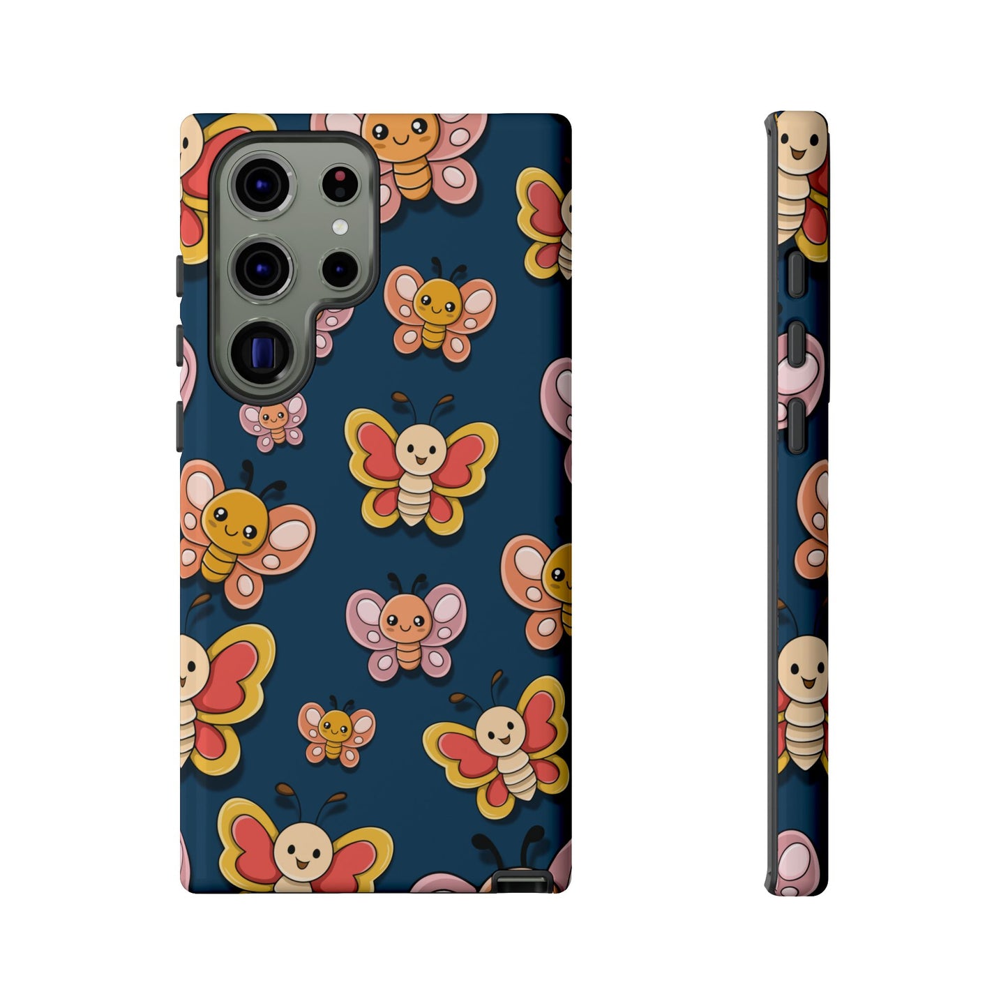 Dark Blue Butterfly Sticker Design Phone Case - Blue Phone Case - Samsung Galaxy S23 Ultra / Glossy