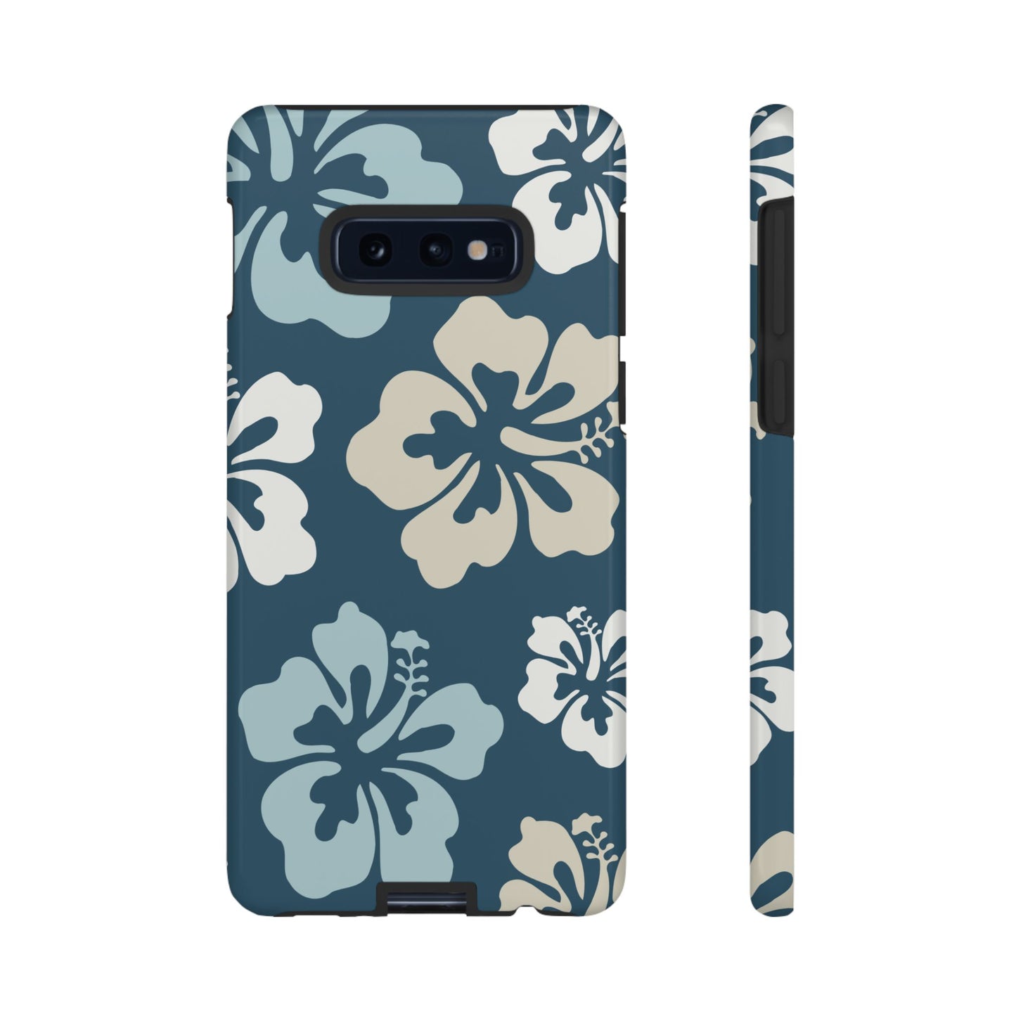 Samsung Galaxy S10E / Glossy Phone Case - ’Blue Hibiscus Retro Pattern #1’ Phone Case