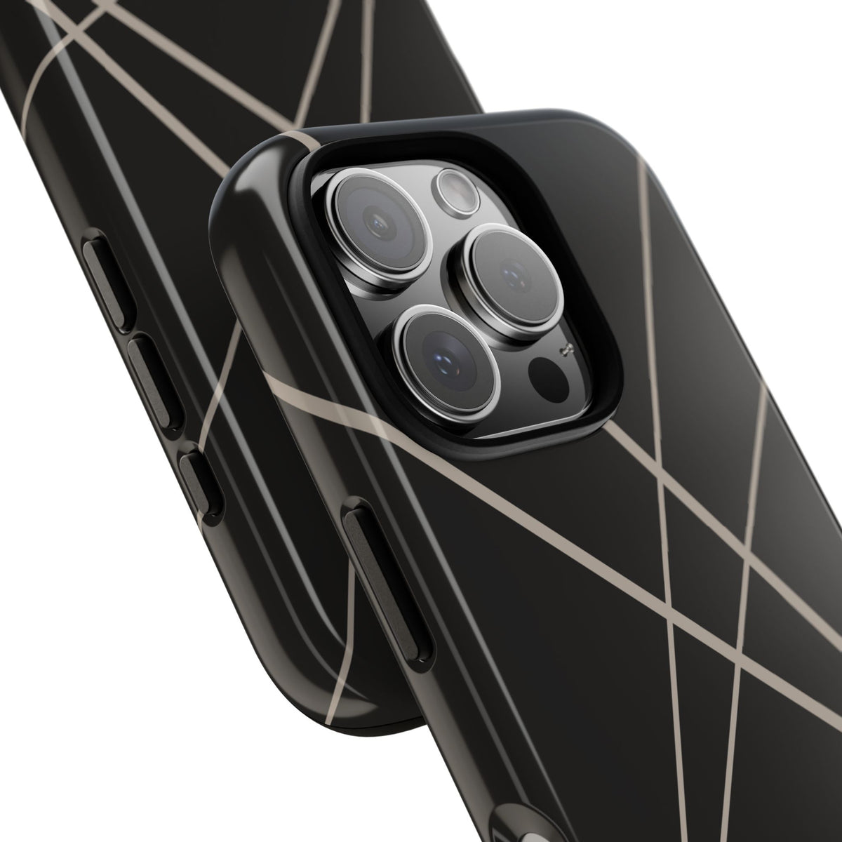 Abstract Black with Grey Lines Phone Case - Black Phone Case