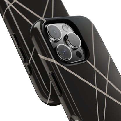 Abstract Black with Grey Lines Phone Case - Black Phone Case