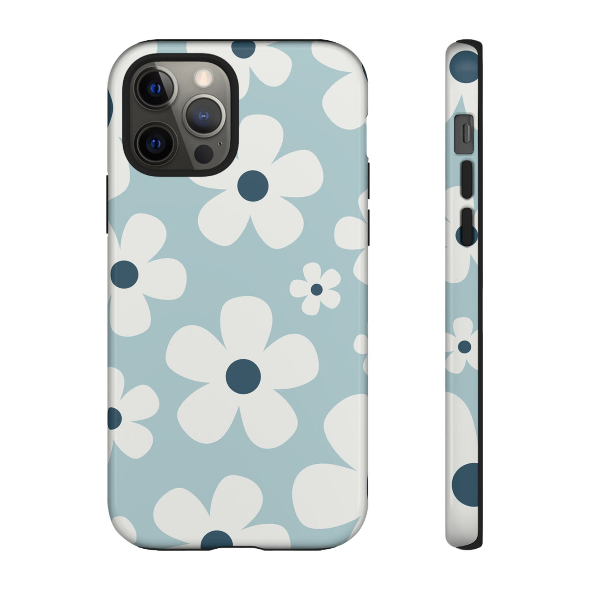 Cute Light Blue Daisy Pattern Phone Case - Blue Phone Case - iPhone 12 Pro / Glossy