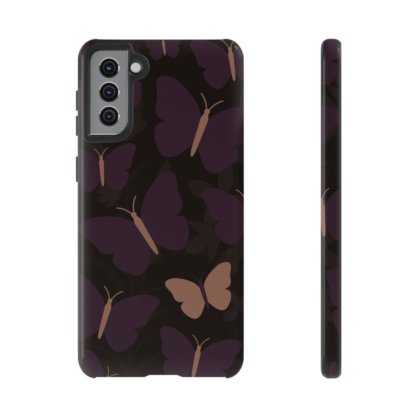 Samsung Galaxy S21 Plus / Glossy Phone Case - Minimalist Purple Butterfly Pattern Phone Case