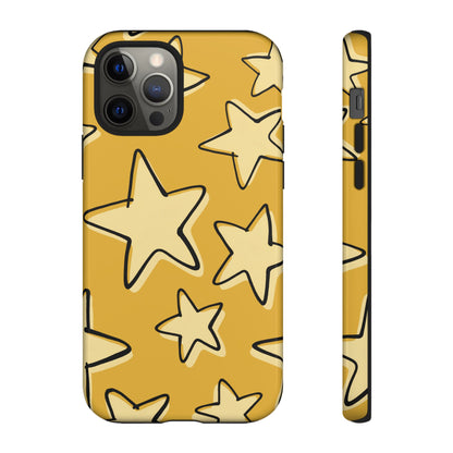 Golden Yellow Doodle Star Phone Case