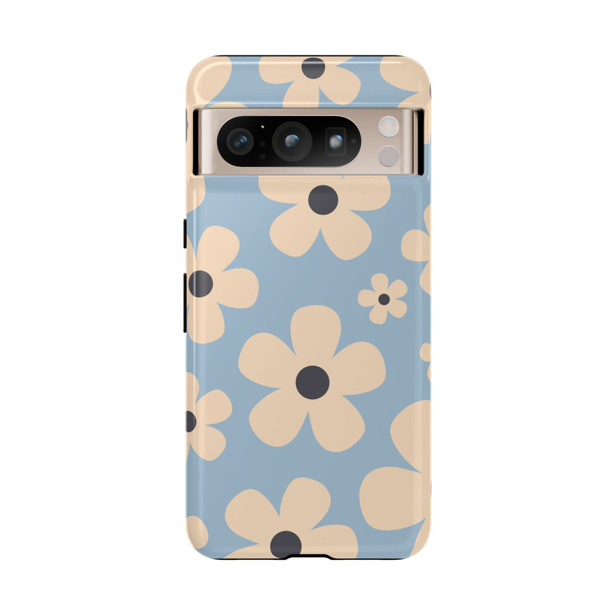 Cute Light Blue & Cream Daisy Pattern Phone Case - Blue Phone Case - Google Pixel 8 Pro / Glossy