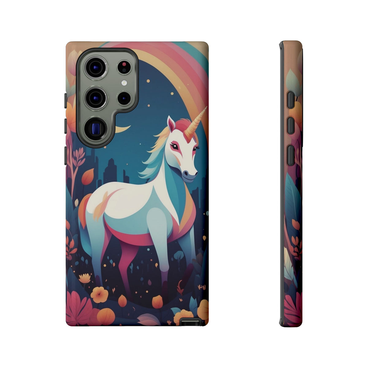 Stylised Unicorn & Rainbow Design Phone Case - Multicolor Phone Case - Samsung Galaxy S23 Ultra / Glossy