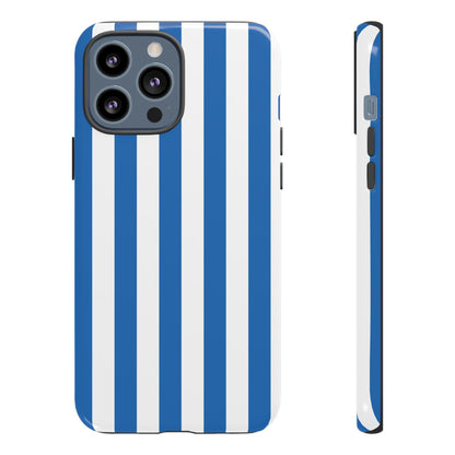 iPhone 13 Pro Max / Glossy Phone Case - Simple Light Blue & White Stripe Pattern Phone Case