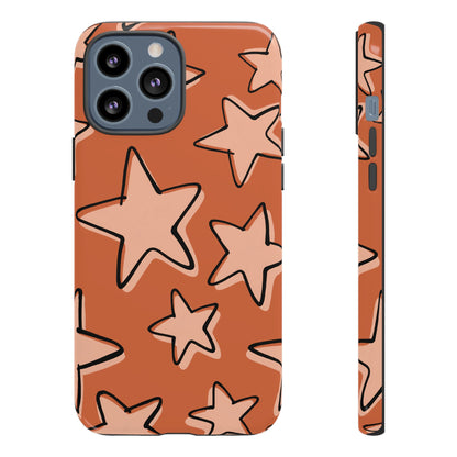 Burnt Orange Doodle Star Phone Case