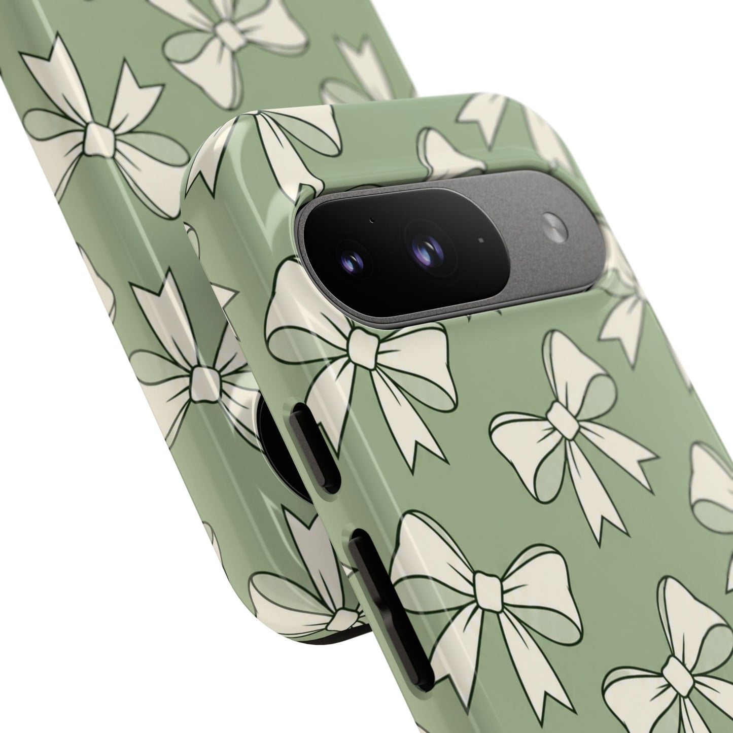 Chic Sage Green Bow Pattern Phone Case