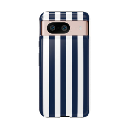 Google Pixel 8 / Glossy Phone Case - Simple Dark Blue & White Stripe Pattern Phone Case