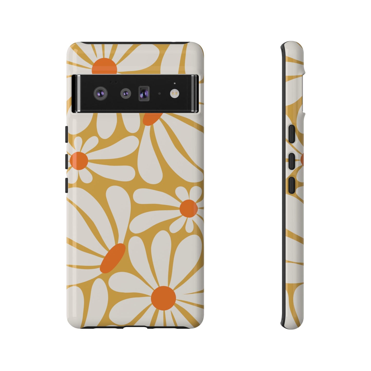 Google Pixel 6 Pro / Glossy Phone Case - Retro Yellow Daisy Pattern Phone Case
