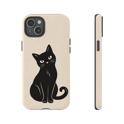 Minimalist Cream & Black Cat Phone Case
