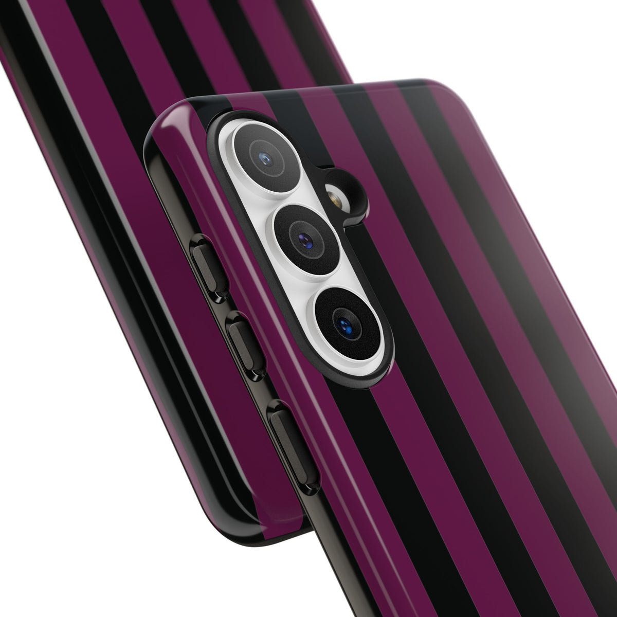 Trendy Plum & Black Stripe Pattern Phone Case - Purple Phone Case