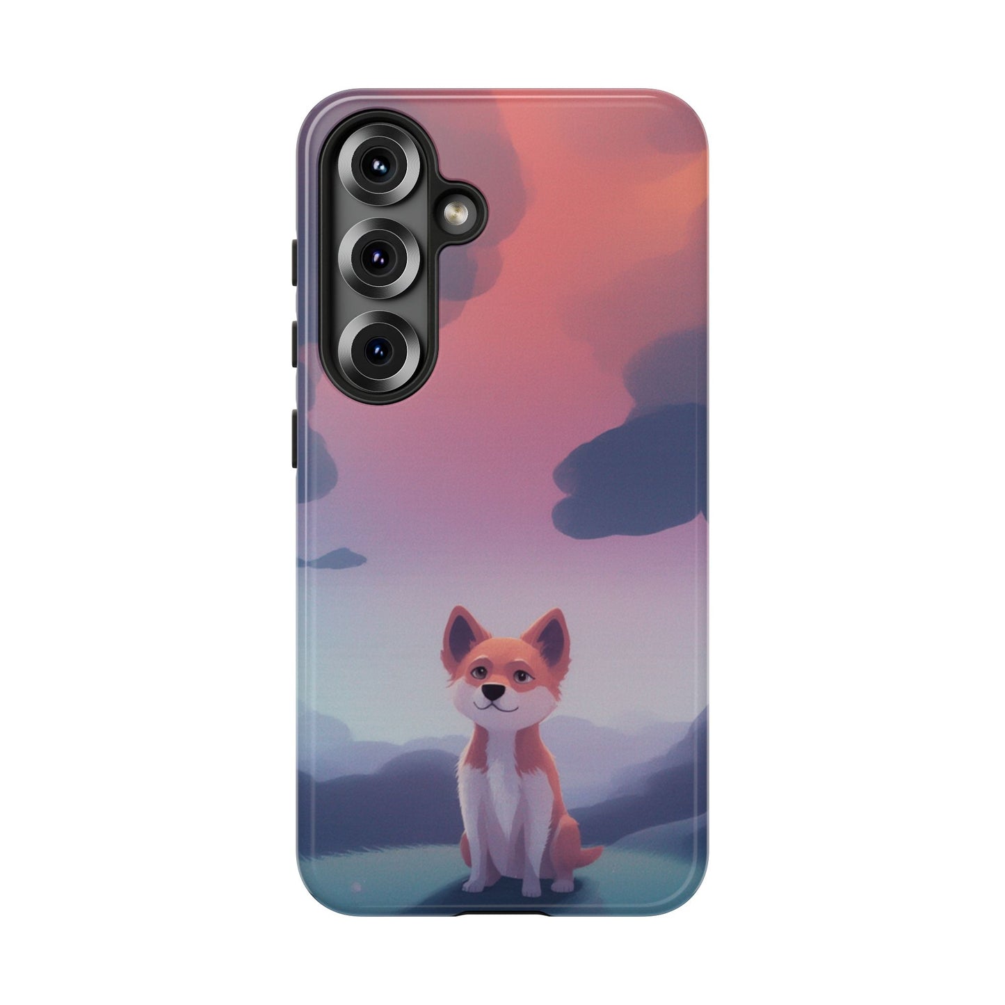 Samsung Galaxy S25 / Glossy Phone Case - Cute Dog & Cloud Design Phone Case