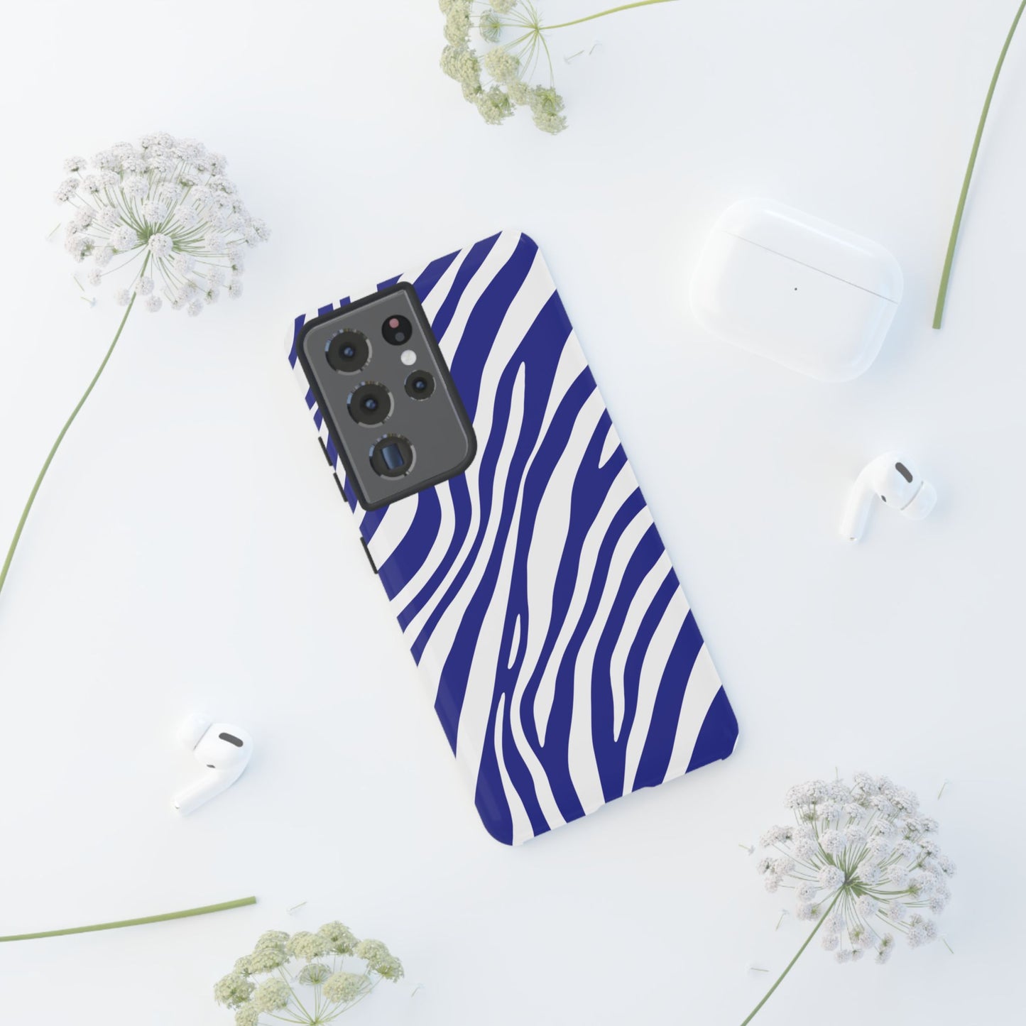 Modern Electric Blue Zebra Print Phone Case
