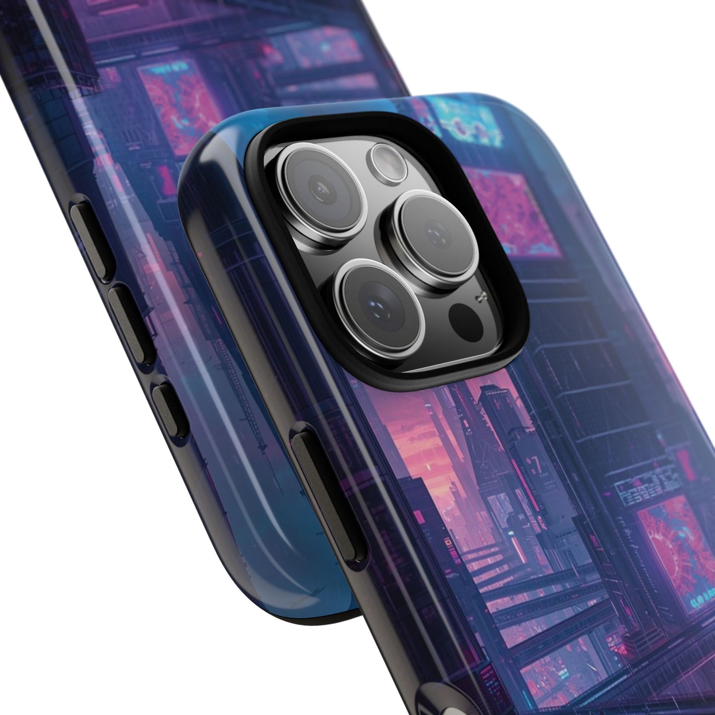 Neon Cyberpunk Megacity Sci-fi Phone Case - Blue Phone Case