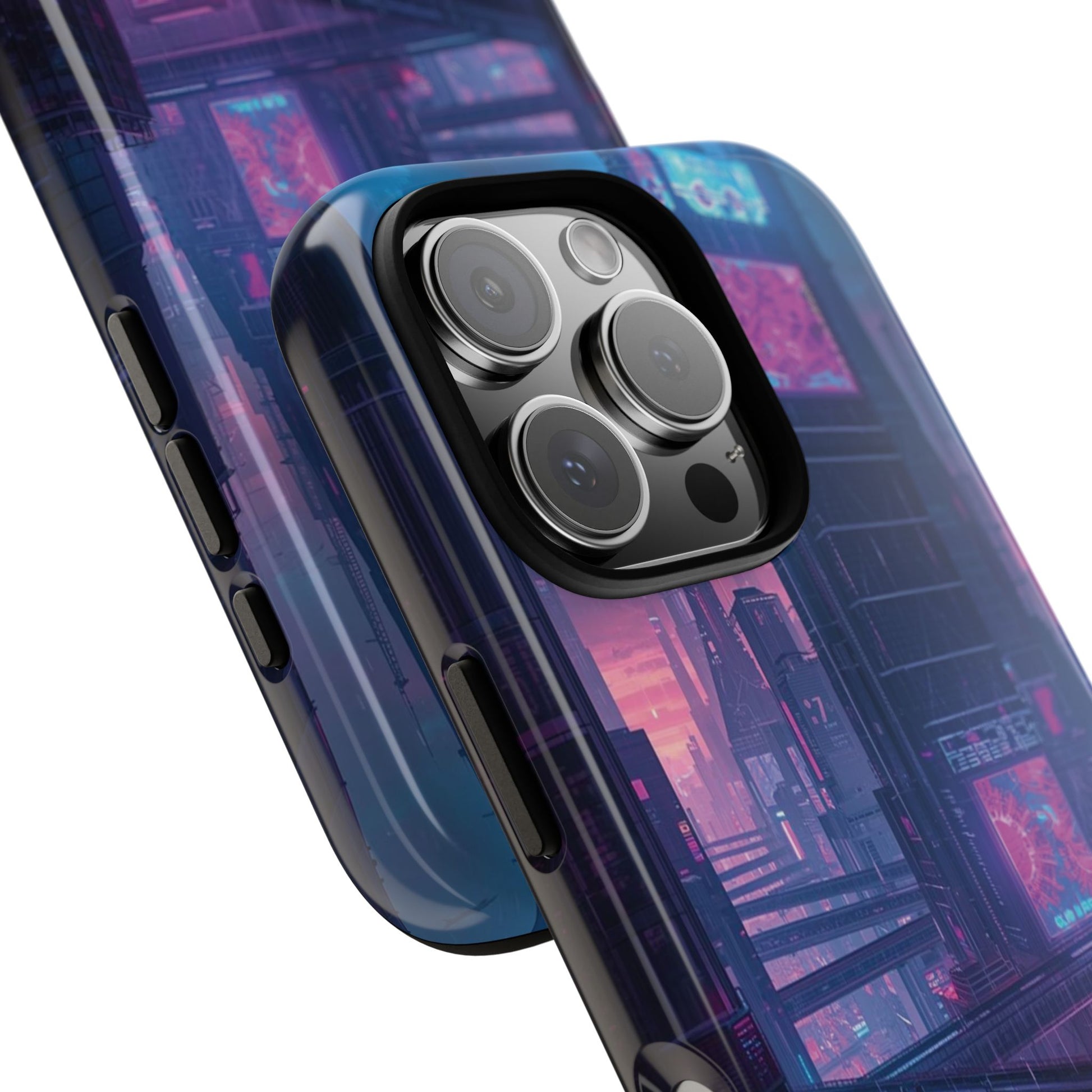 Neon Cyberpunk Megacity Sci-fi Phone Case - Blue Phone Case