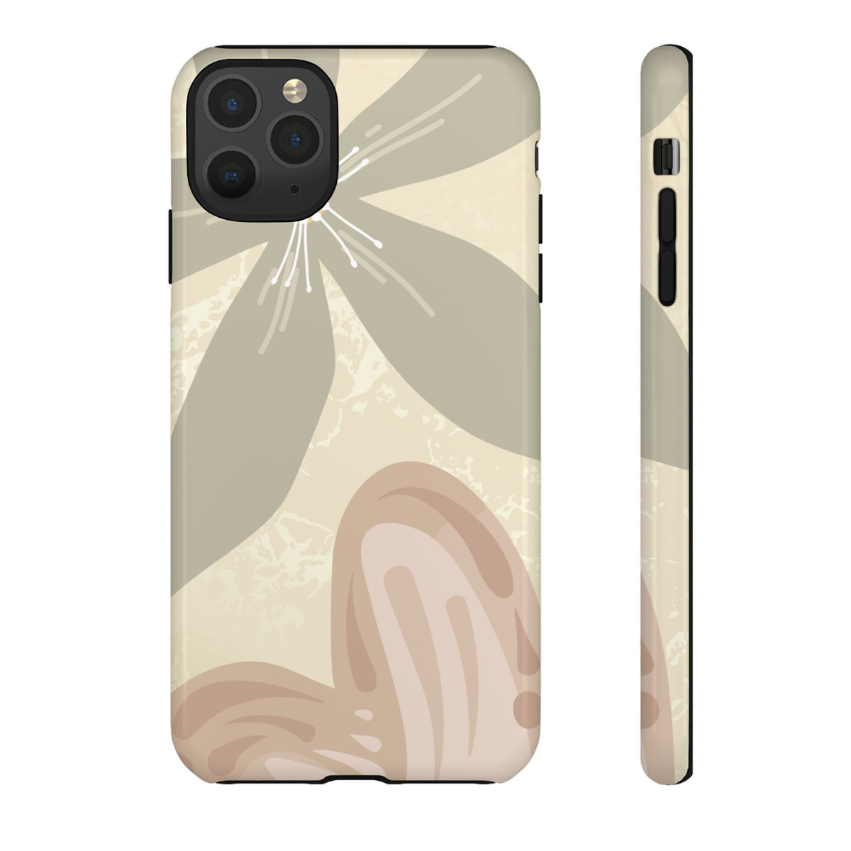 Hibiscus Heart Pattern Phone Case - Beige Phone Case - iPhone 11 Pro Max / Glossy
