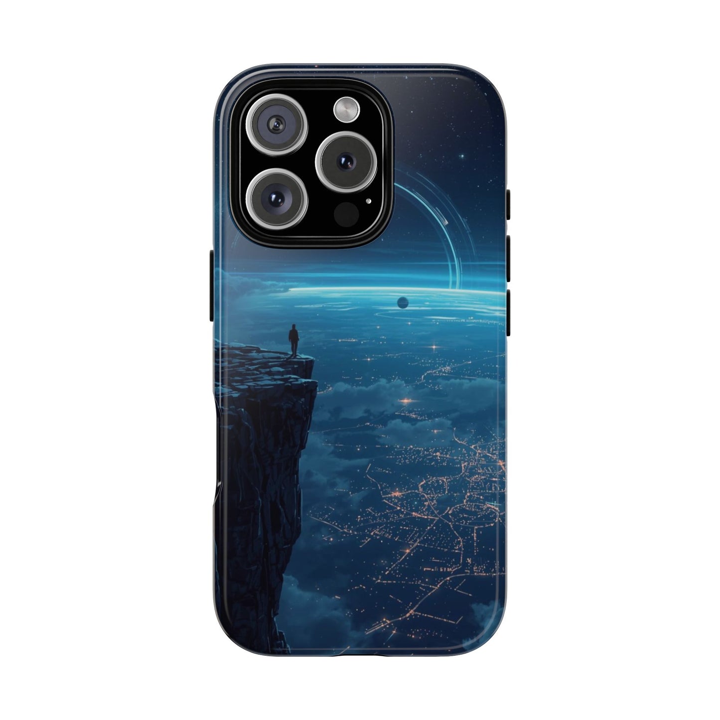 iPhone 16 Pro / Glossy Phone Case - Orbital Ring Horizon Sci-fi Phone Case