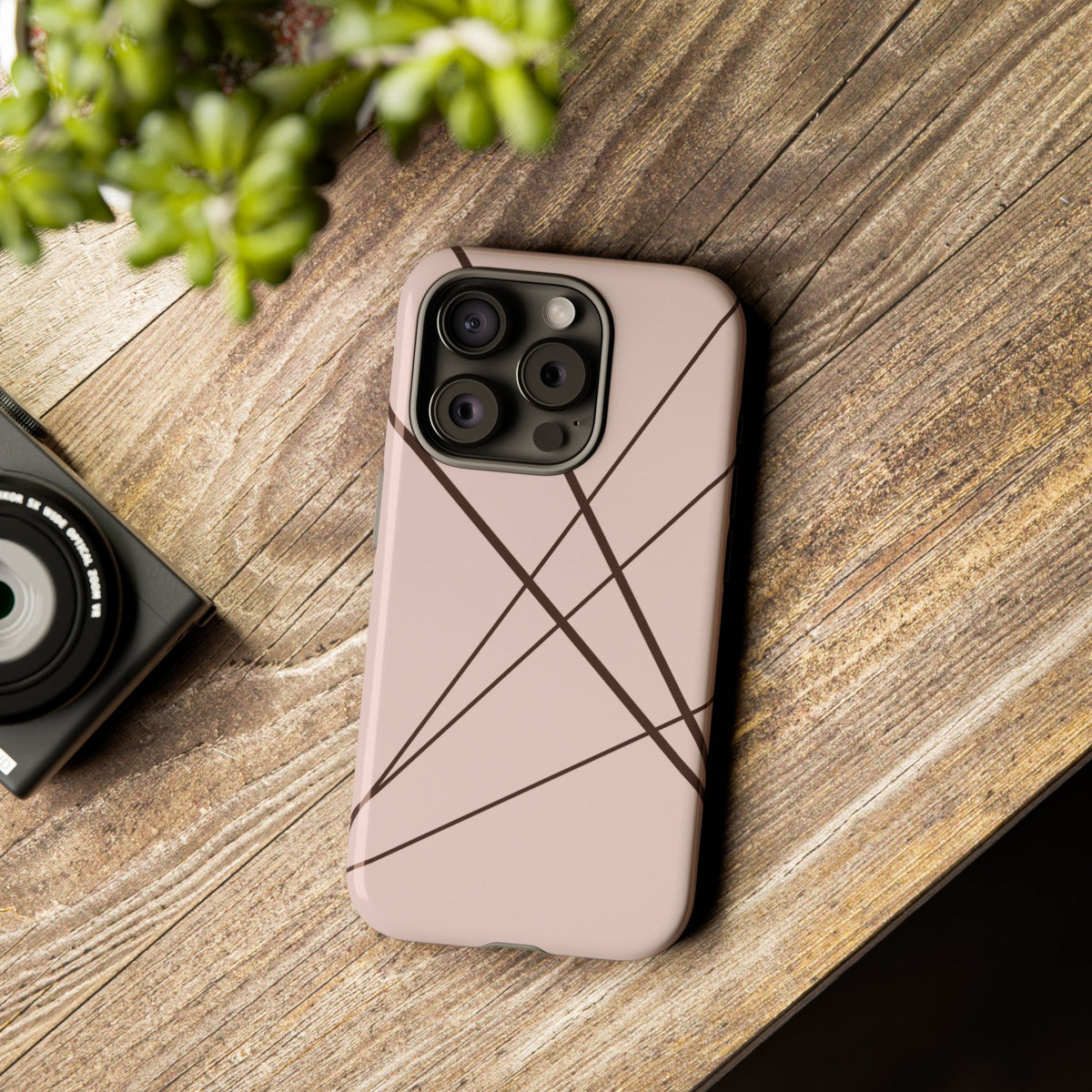 Abstract Pink with Brown Lines Phone Case - Pink Phone Case
