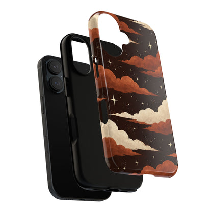 Illustrated Burnt Orange Clouds & Stars Phone Case