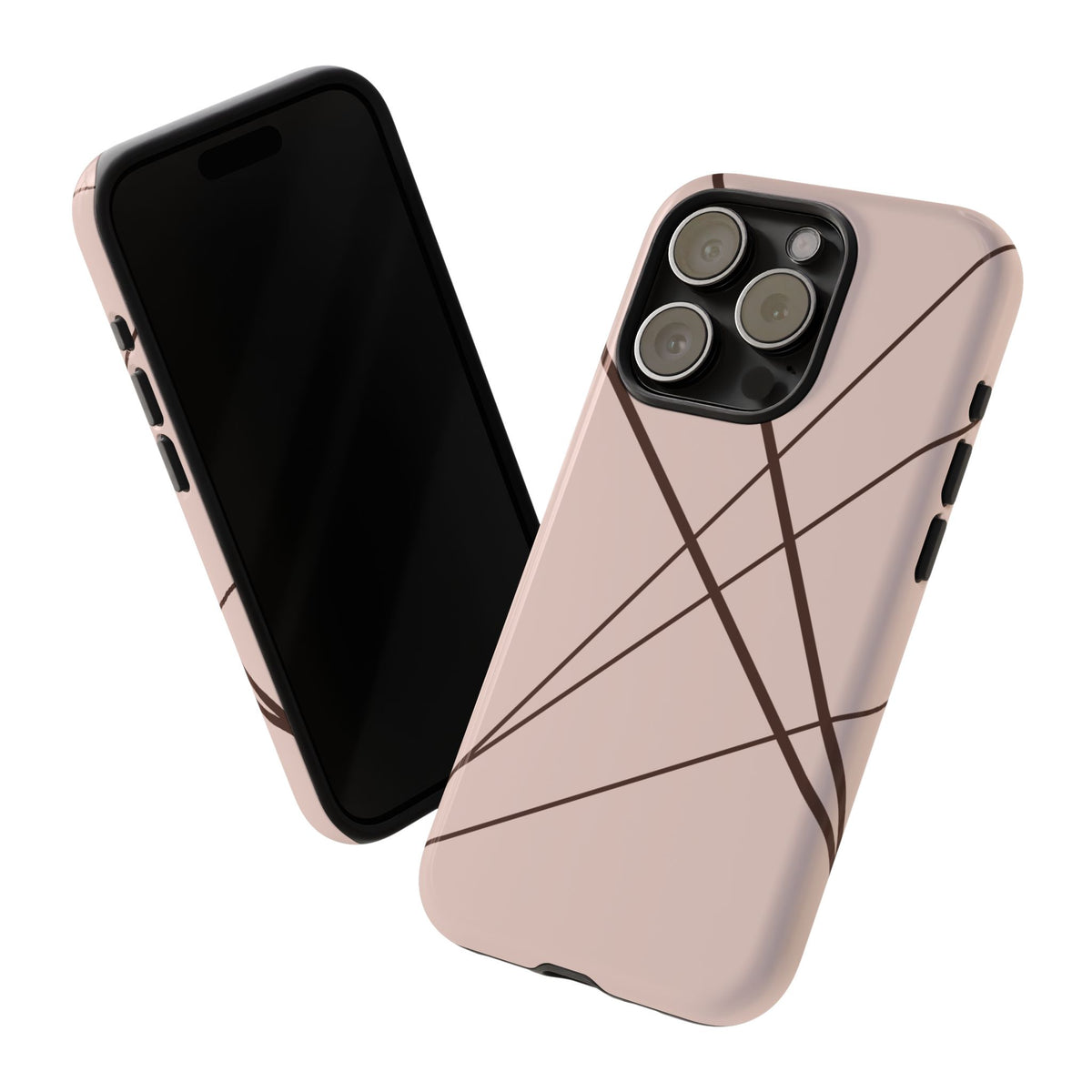Abstract Pink with Brown Lines Phone Case - Pink Phone Case