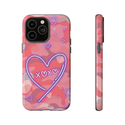 Love Heart Neon Camo Phone Case - Pink Phone Case - iPhone 14 Pro Max / Glossy