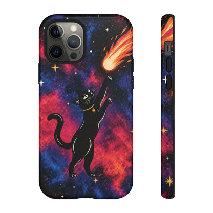 Whimsical Multicolour Celestial Black Cat Phone Case