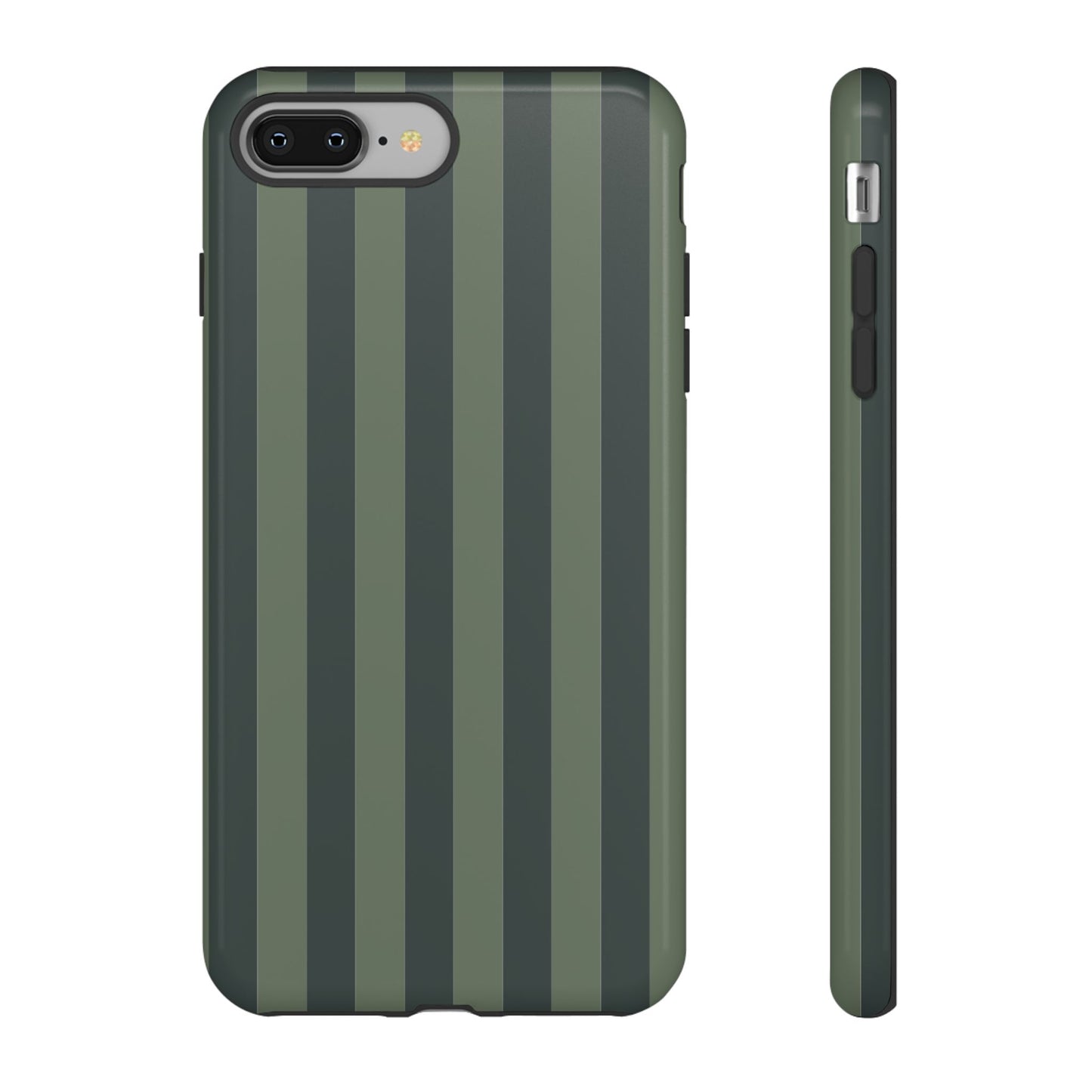 iPhone 8 Plus / Glossy Phone Case - ’Dark Green Stripe Pattern’ Phone Case