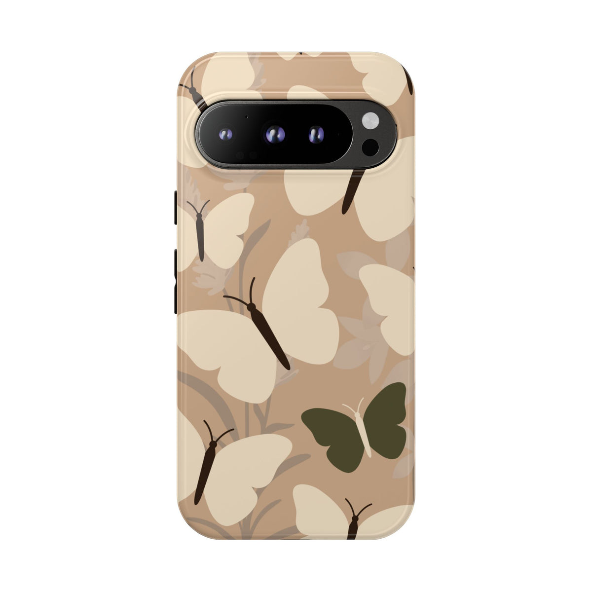 Minimalist Beige Butterfly Pattern Phone Case - Beige Phone Case - Google Pixel 9 Pro / Glossy