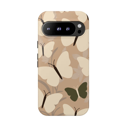 Minimalist Beige Butterfly Pattern Phone Case - Beige Phone Case - Google Pixel 9 Pro / Glossy