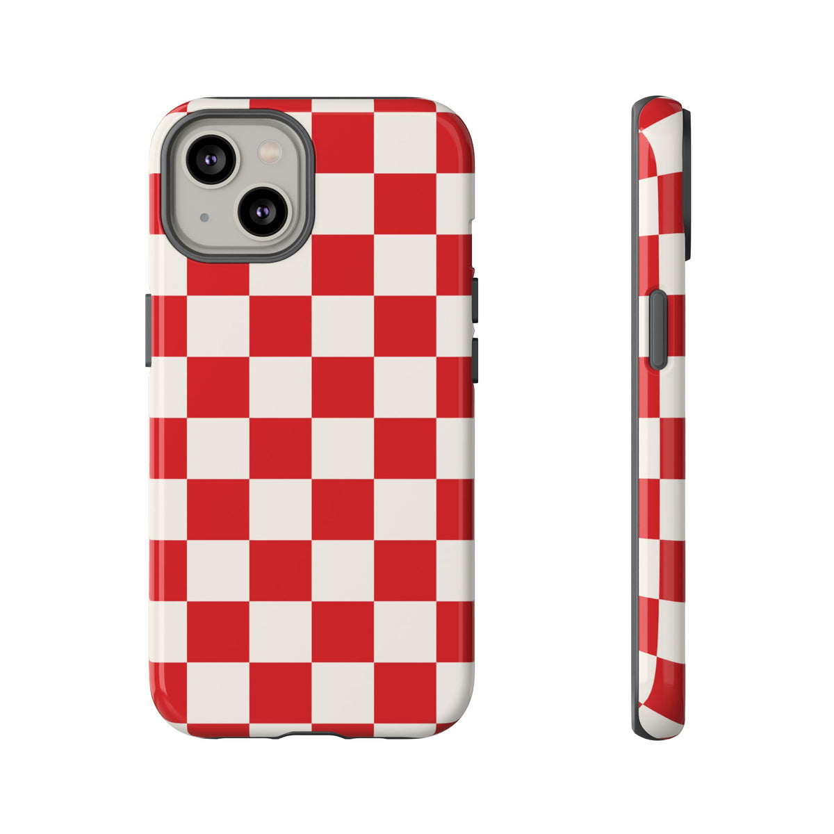 Red Checked Pattern Phone Case - Red Phone Case - iPhone 14 / Glossy