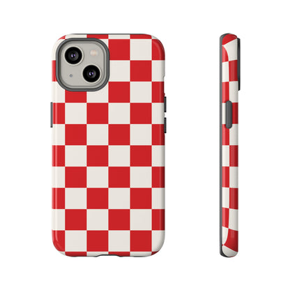 Red Checked Pattern Phone Case - Red Phone Case - iPhone 14 / Glossy