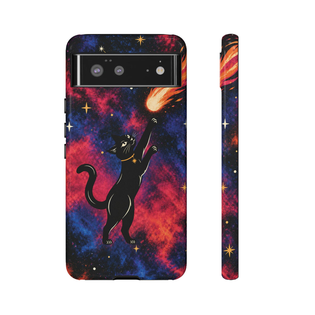 Whimsical Multicolour Celestial Black Cat Phone Case