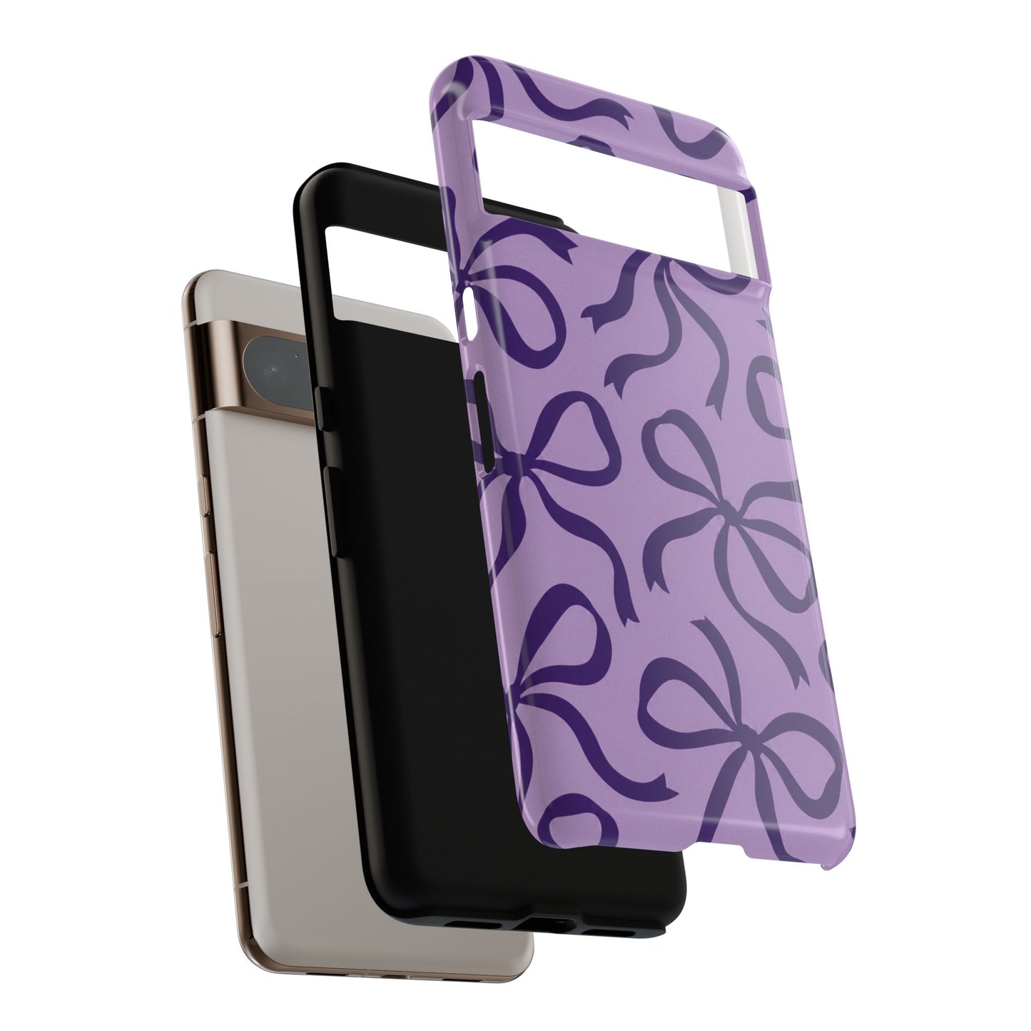 Bold Lilac and Deep Purple Bow Pattern Phone Case
