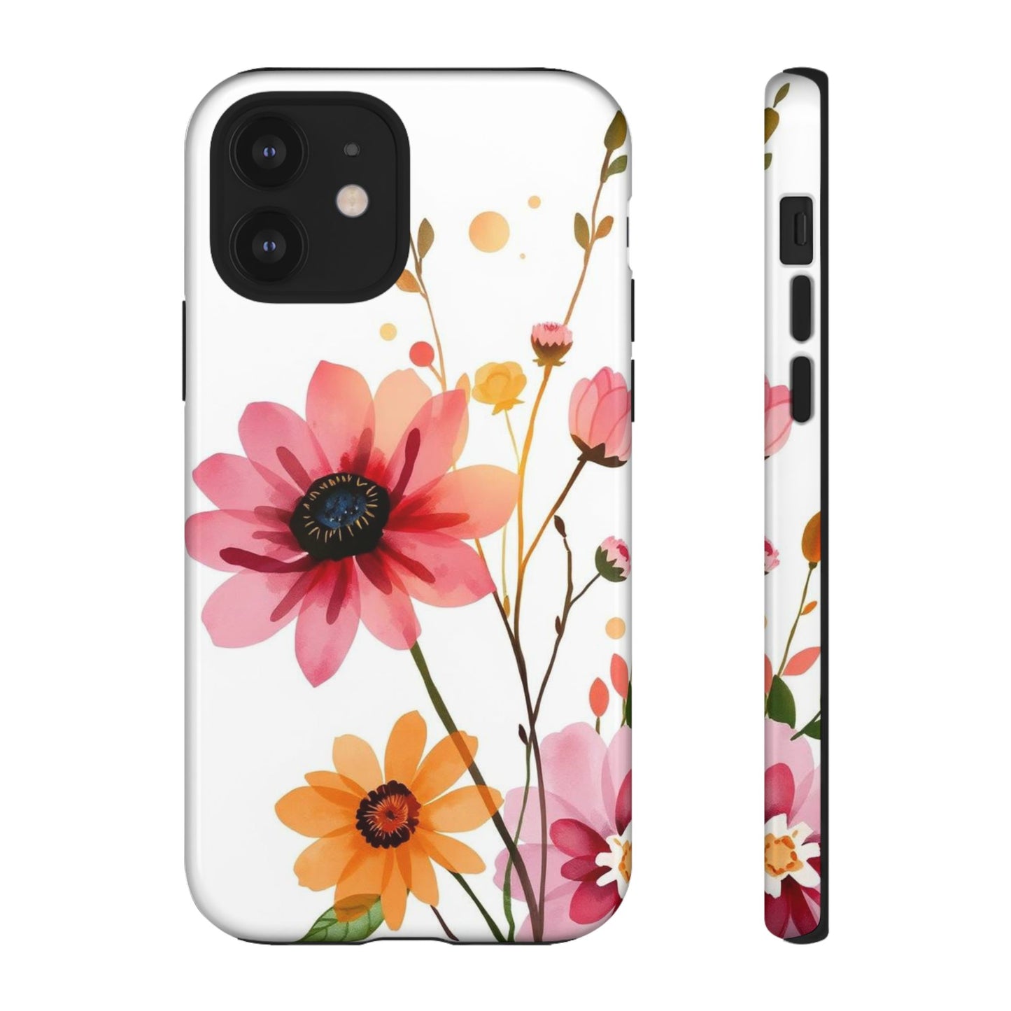 iPhone 12 / Glossy Phone Case - Watercolour Style Simple Wildflower Design Phone Case