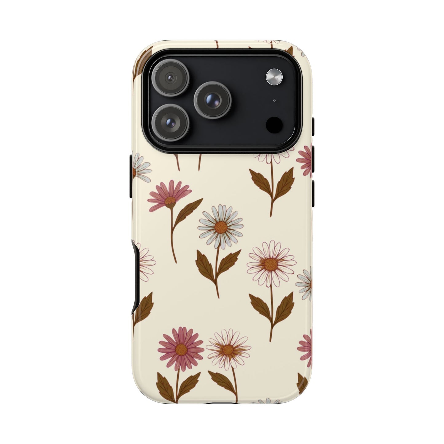 Pretty Cream & Rose Daisy Pattern Phone Case