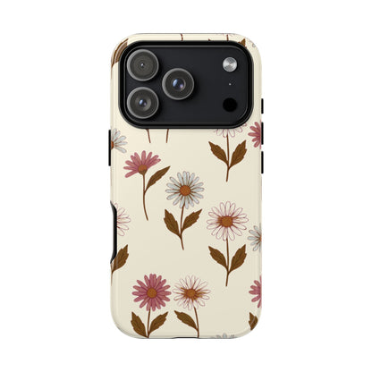 Pretty Cream & Rose Daisy Pattern Phone Case