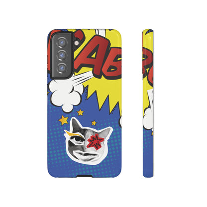 Samsung Galaxy S21 FE / Glossy Phone Case - Bold Blue Pop Art Cat Phone Case