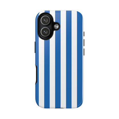 iPhone 17 / Glossy Phone Case - Simple Light Blue & White Stripe Pattern Phone Case