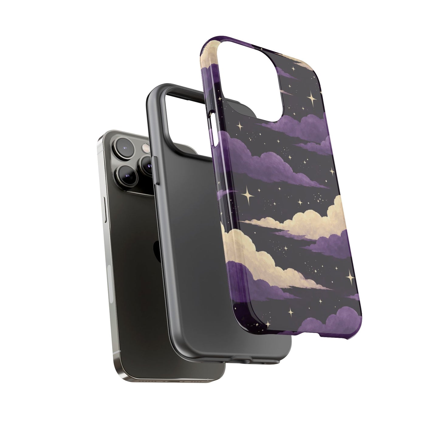 Illustrated Purple Clouds & Stars Phone Case