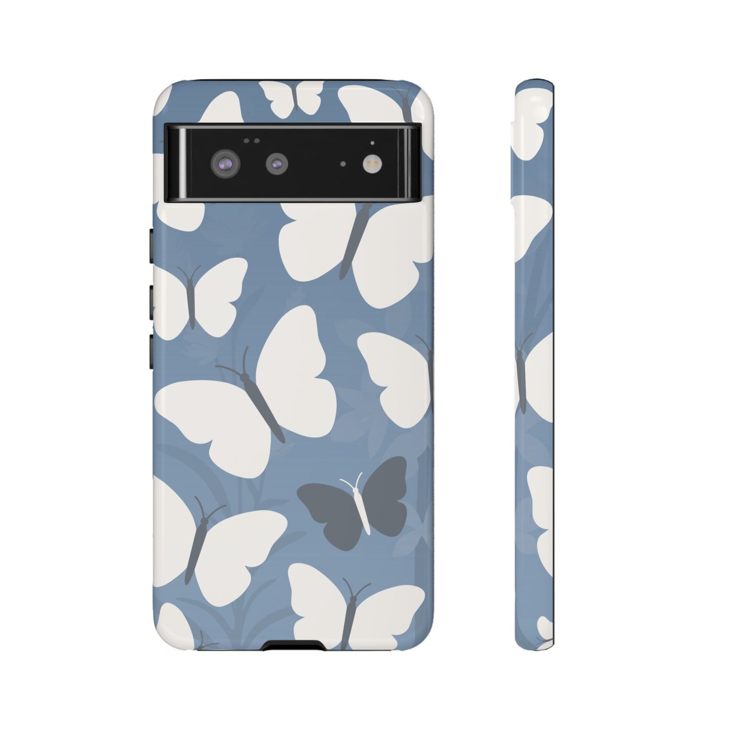 Google Pixel 6 / Glossy Phone Case - Minimalist Light Blue Butterfly Pattern Phone Case