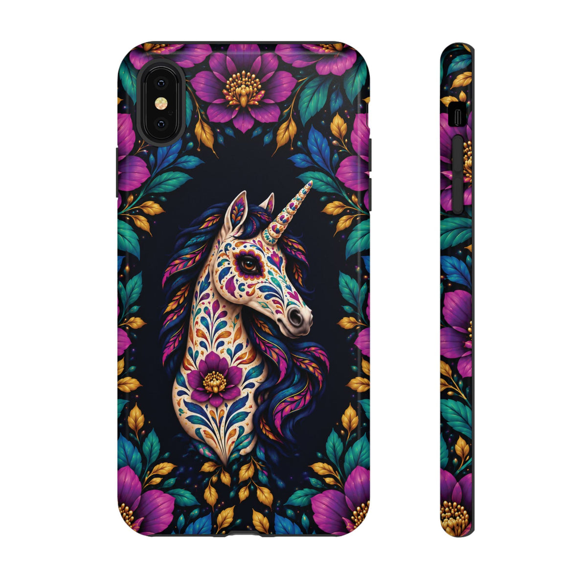 Elegant Purple and Teal Calavera Unicorn Phone Case - Phone Case - iPhone XS MAX / Glossy