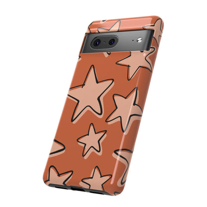 Burnt Orange Doodle Star Phone Case